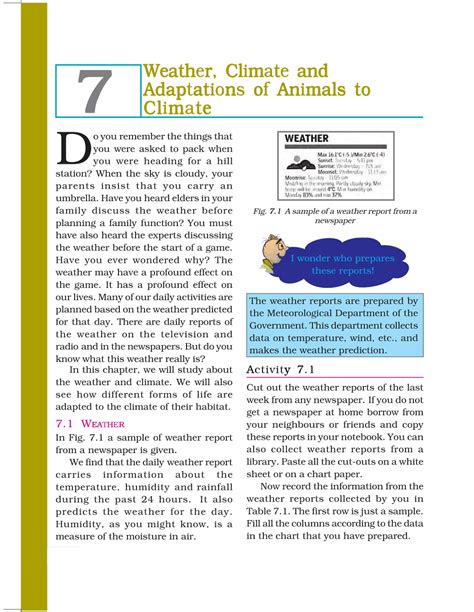 Weather, Climate and Adaptations of Animals to Climate Class 7 .